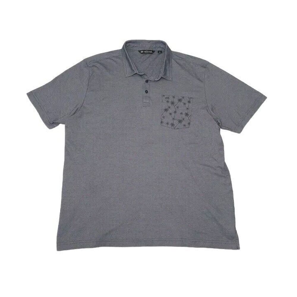 Travis Mathew Men's XL Polo Shirt‎ Gray Short Sleeve Cotton Polyester